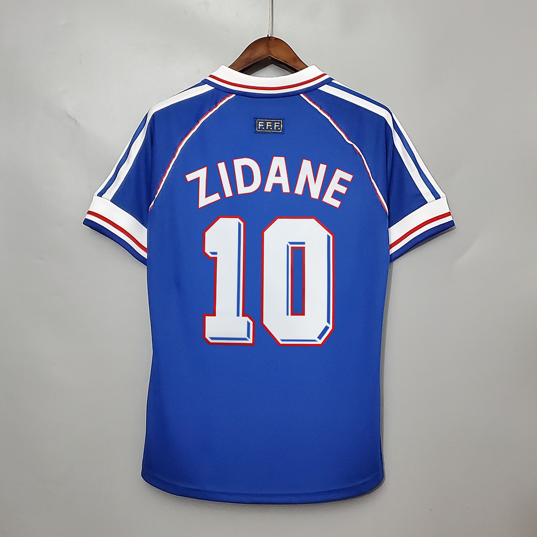 Zidane#10 France Retro Soccer Jersey Home Shirt World Cup 1998 - Jersey