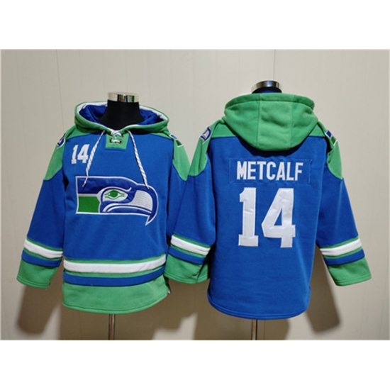 Men's Seattle Seahawks #14 DK Metcalf Ageless Must-Have Lace-Up Pullover Hoodie - Jersey