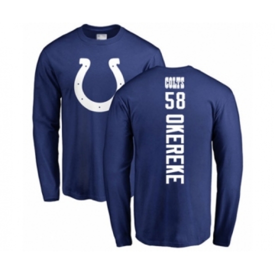 Football Indianapolis Colts #58 Bobby Okereke Royal Blue Backer Long Sleeve T-Shirt - Jersey