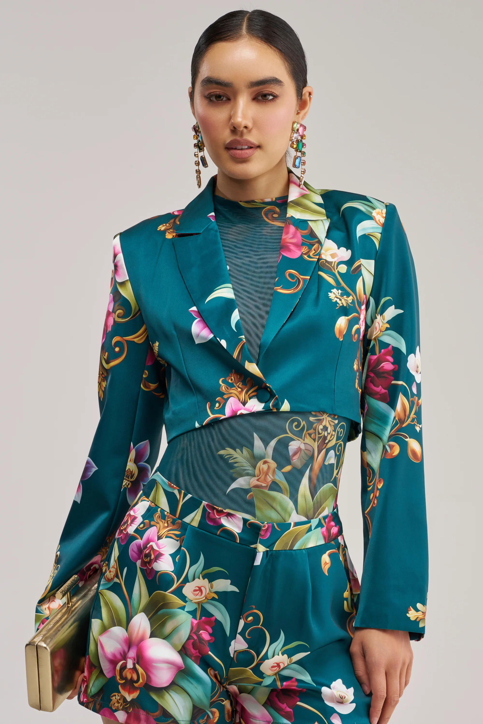 ISLAND TIME CROPPED SATIN BLAZER - Akira Wear