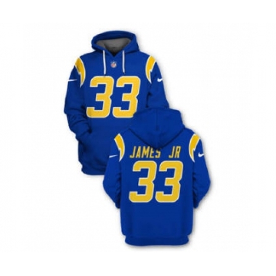 Men's Los Angeles Chargers #33 Derwin James JR 2021 Royal Pullover Football Hoodie - Jersey