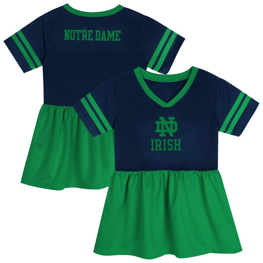Girls Preschool Outerstuff Navy/Green Notre Dame Fighting Irish Stadium Lights Fashion Jersey Dress - Jersey