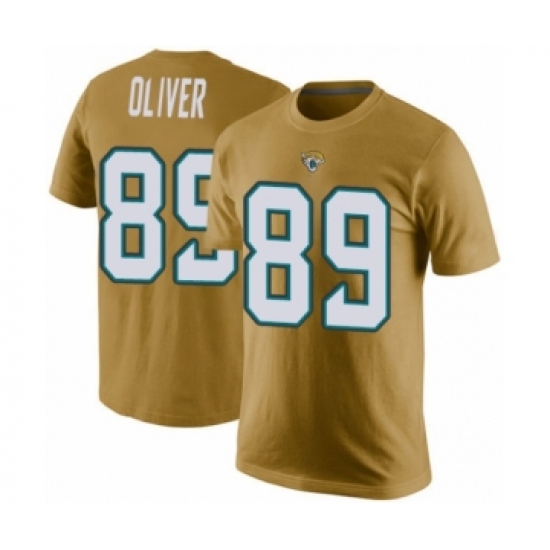 Football Men's Jacksonville Jaguars #89 Josh Oliver Gold Rush Pride Name & Number T-Shirt - Jersey