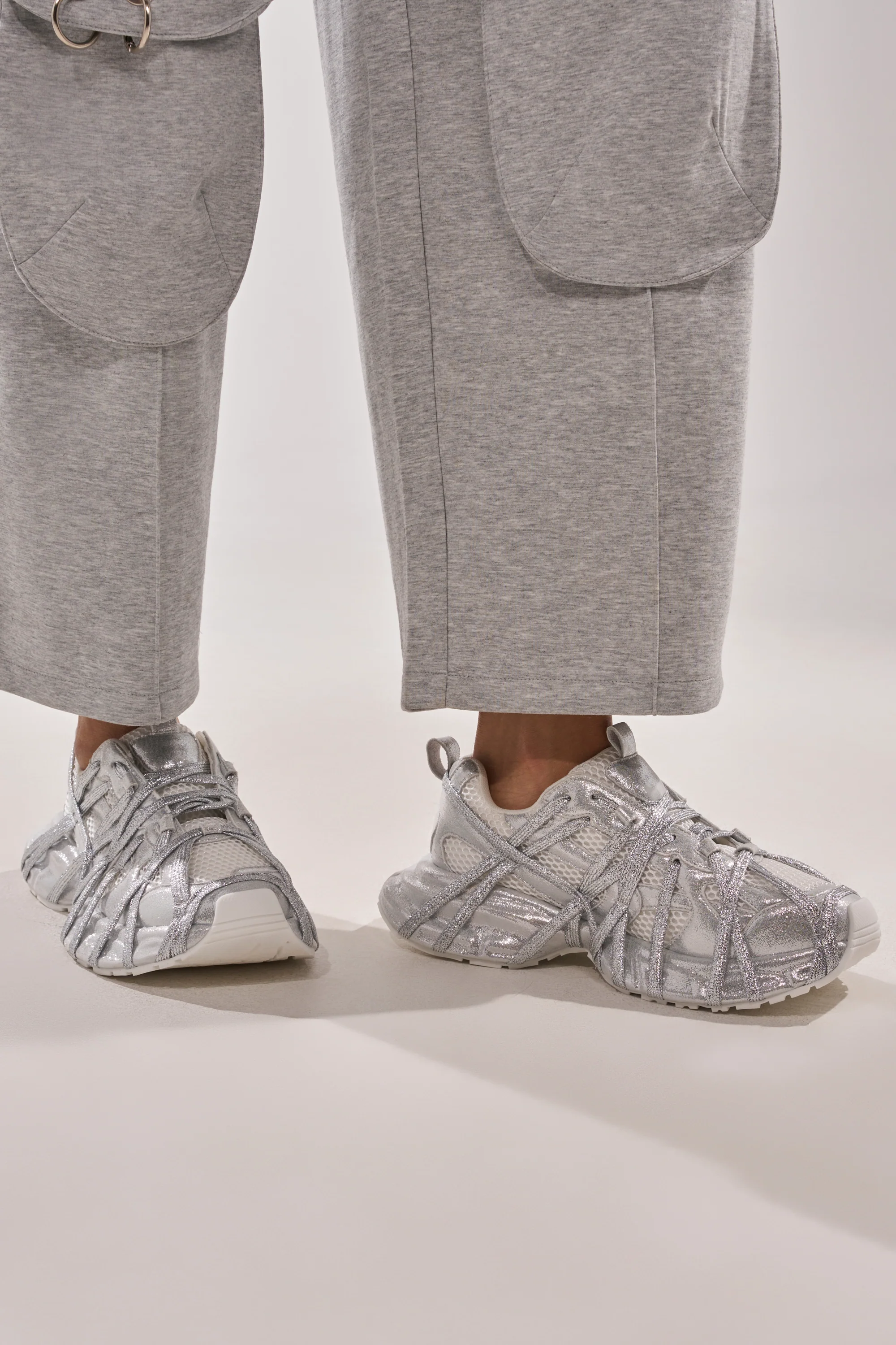 AZALEA WANG EADY SILVER EMBELLISHED BLOCK SNEAKER - Akira Wear