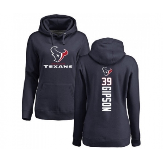 Football Women's Houston Texans #39 Tashaun Gipson Navy Blue Backer Pullover Hoodie - Jersey
