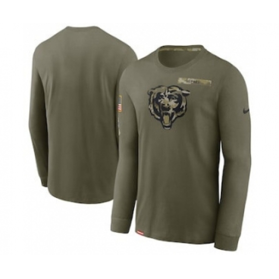 Men's Chicago Bears Football Olive 2021 Salute To Service Performance Long Sleeve T-Shirt - Jersey