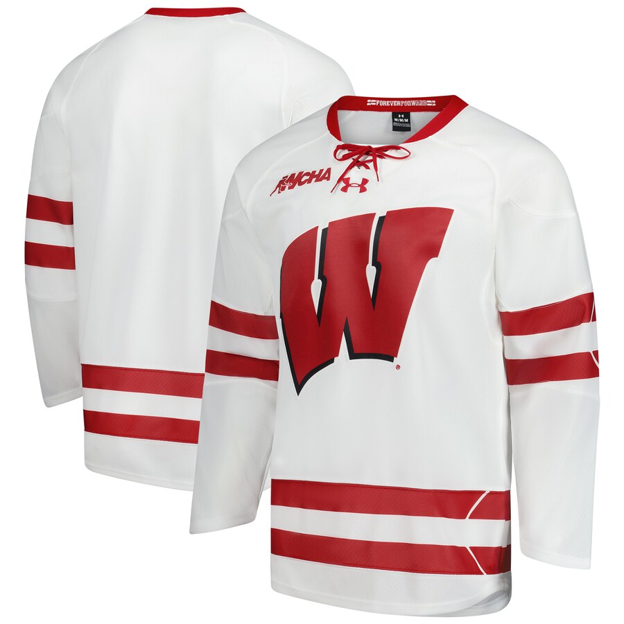 Men's Under Armour  White Wisconsin Badgers Replica Hockey Jersey - Jersey