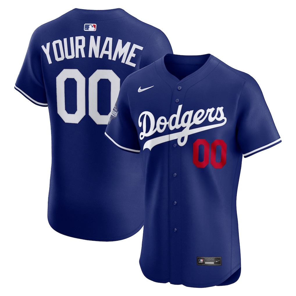 Men's Los Angeles Dodgers Nike Royal 2025 World Series Champions Alternate Elite Custom Jersey - Jersey