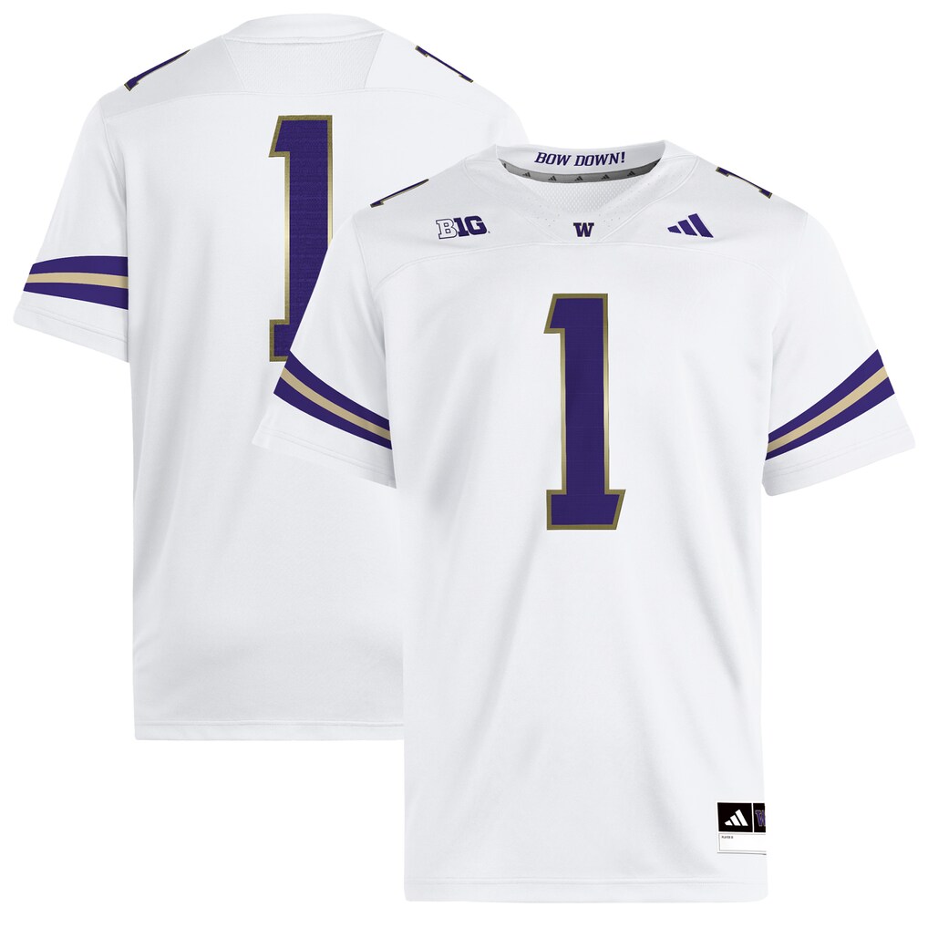 Men's adidas #1 White Washington Huskies Premier Jersey - Jersey