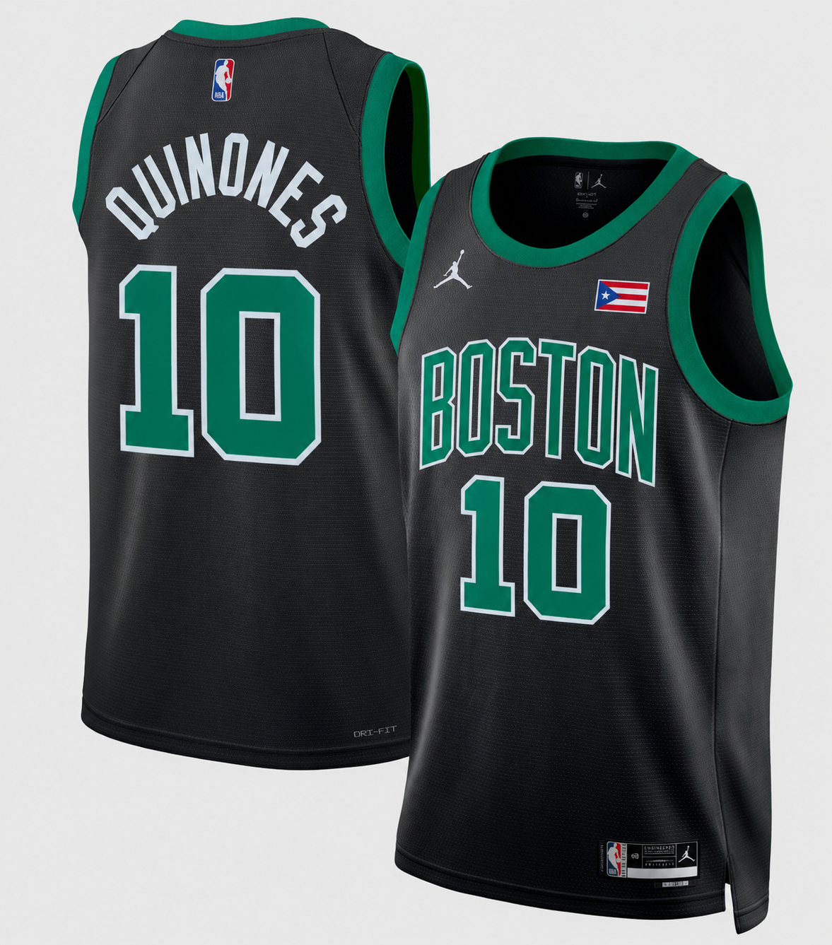 Men's Boston Celtics Quinones Brown Jordan Brand Black Swingman Jersey - Statement Edition - Jersey