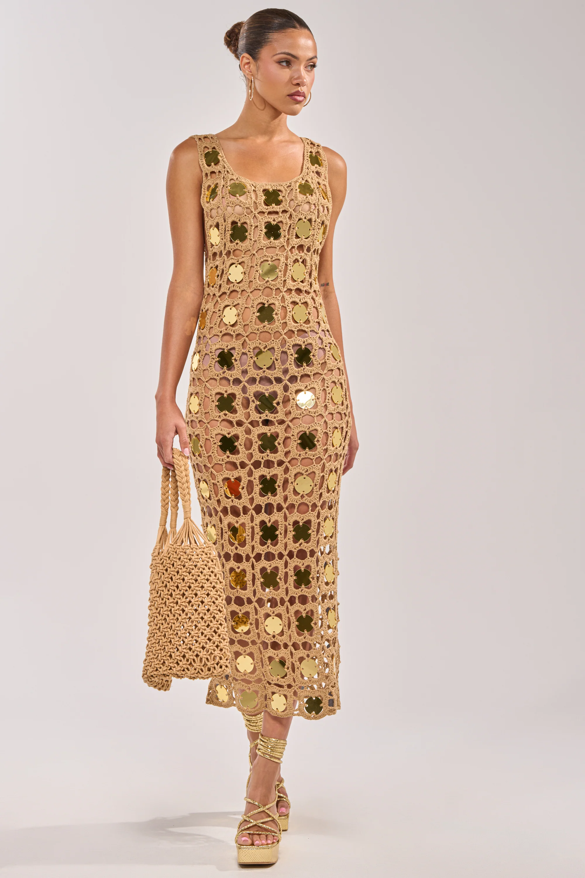 HOT GIRL AGENDA SEQUIN CROCHET MIDI DRESS - Akira Wear