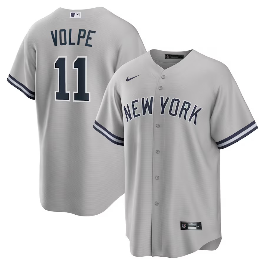 Men's New York Yankees Anthony Volpe Nike Gray Road Replica Jersey - Jersey