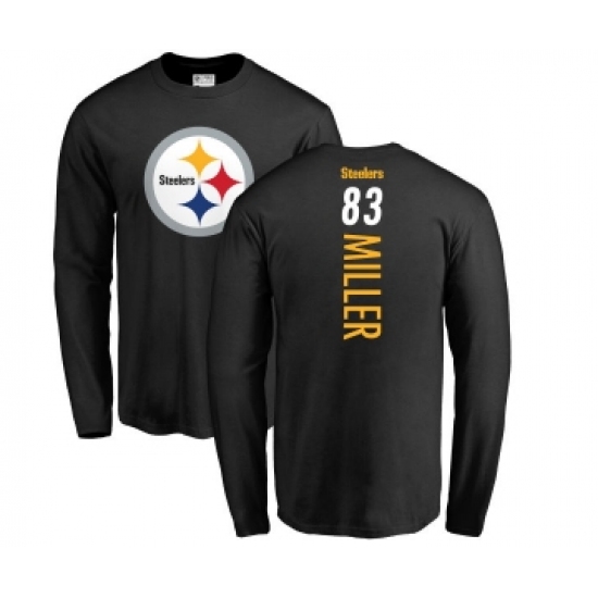 Football Pittsburgh Steelers #83 Heath Miller Black Backer Long Sleeve T-Shirt - Jersey