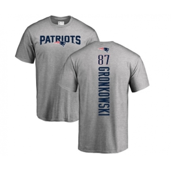 Football New England Patriots #87 Rob Gronkowski Ash Backer T-Shirt - Jersey