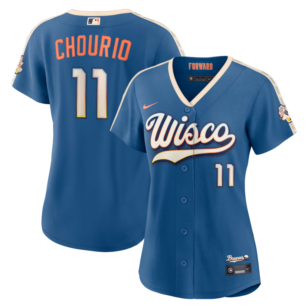 Women's Milwaukee Brewers Jackson Chourio Nike Mineral Blue 2026 City Connect Stadium Jersey - Jersey