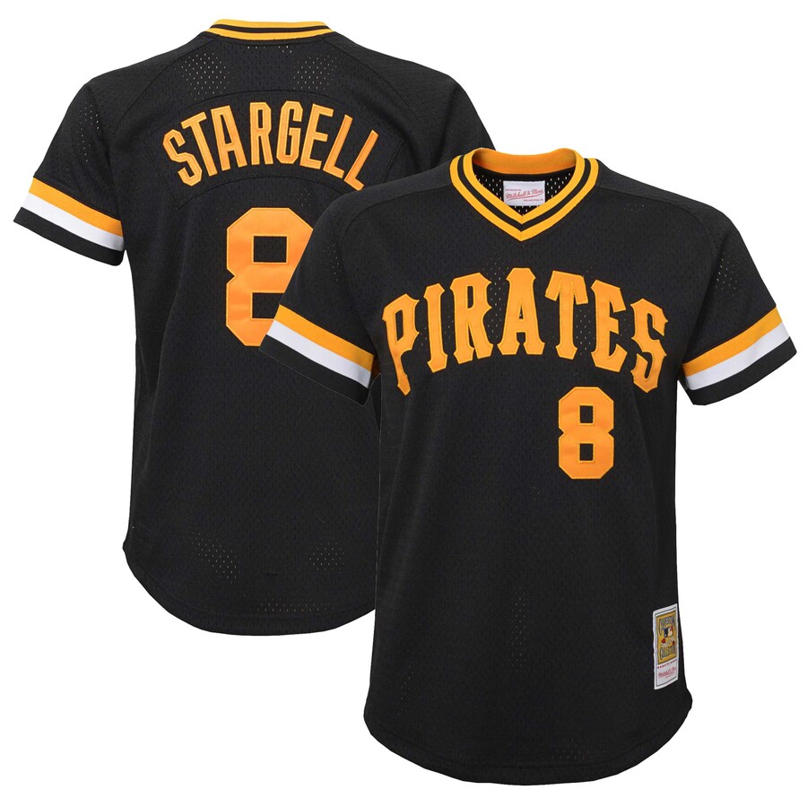 Youth Pittsburgh Pirates Willie Stargell Mitchell & Ness Black Cooperstown Collection Mesh Batting Practice Jersey - Jersey