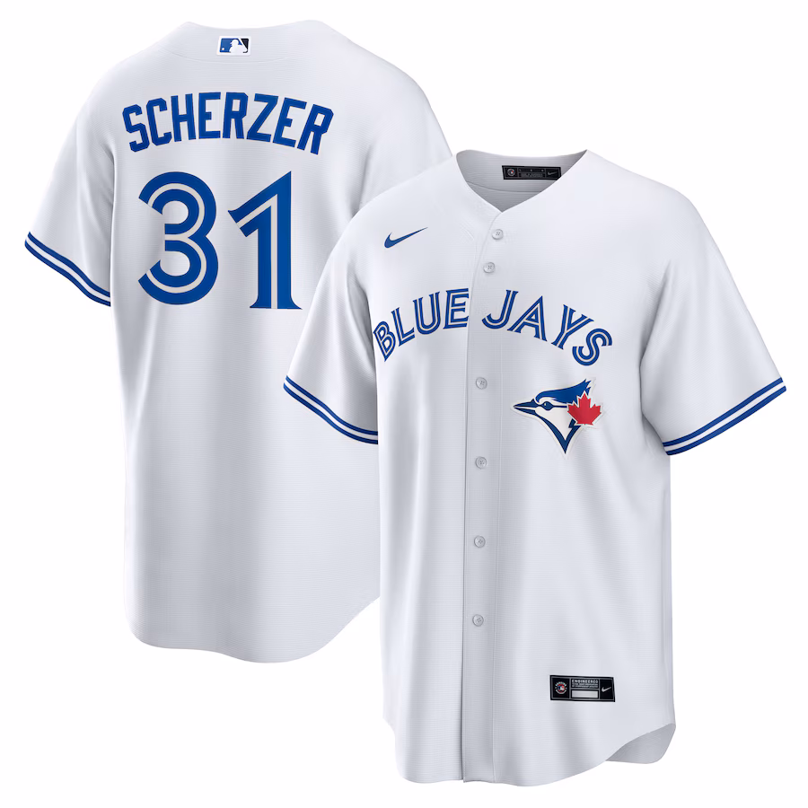 Men's Toronto Blue Jays Max Scherzer Nike White Home Replica Jersey - Jersey