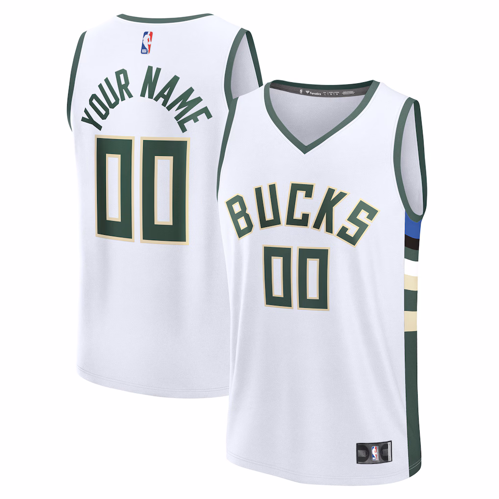 Youth Milwaukee Bucks Fanatics White Fast Break Custom Replica Jersey - Association Edition - Jersey