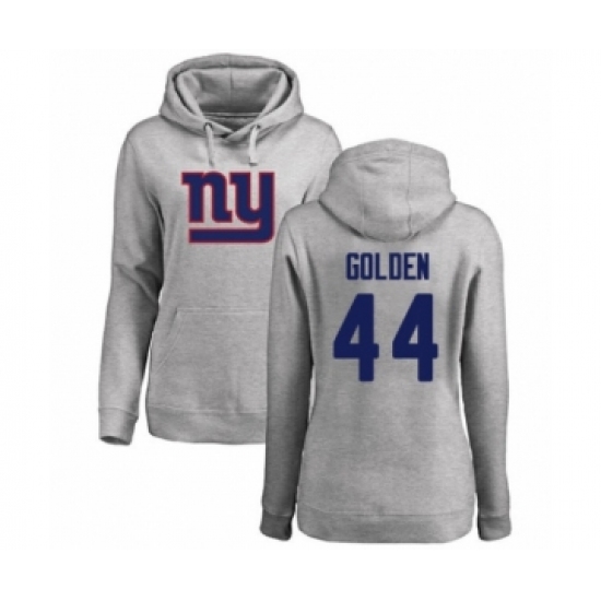 Football Women's New York Giants #44 Markus Golden Ash Name & Number Logo Pullover Hoodie - Jersey