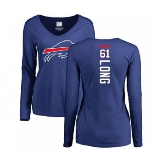 Football Women's Buffalo Bills #61 Spencer Long Royal Blue Backer Long Sleeve T-Shirt - Jersey