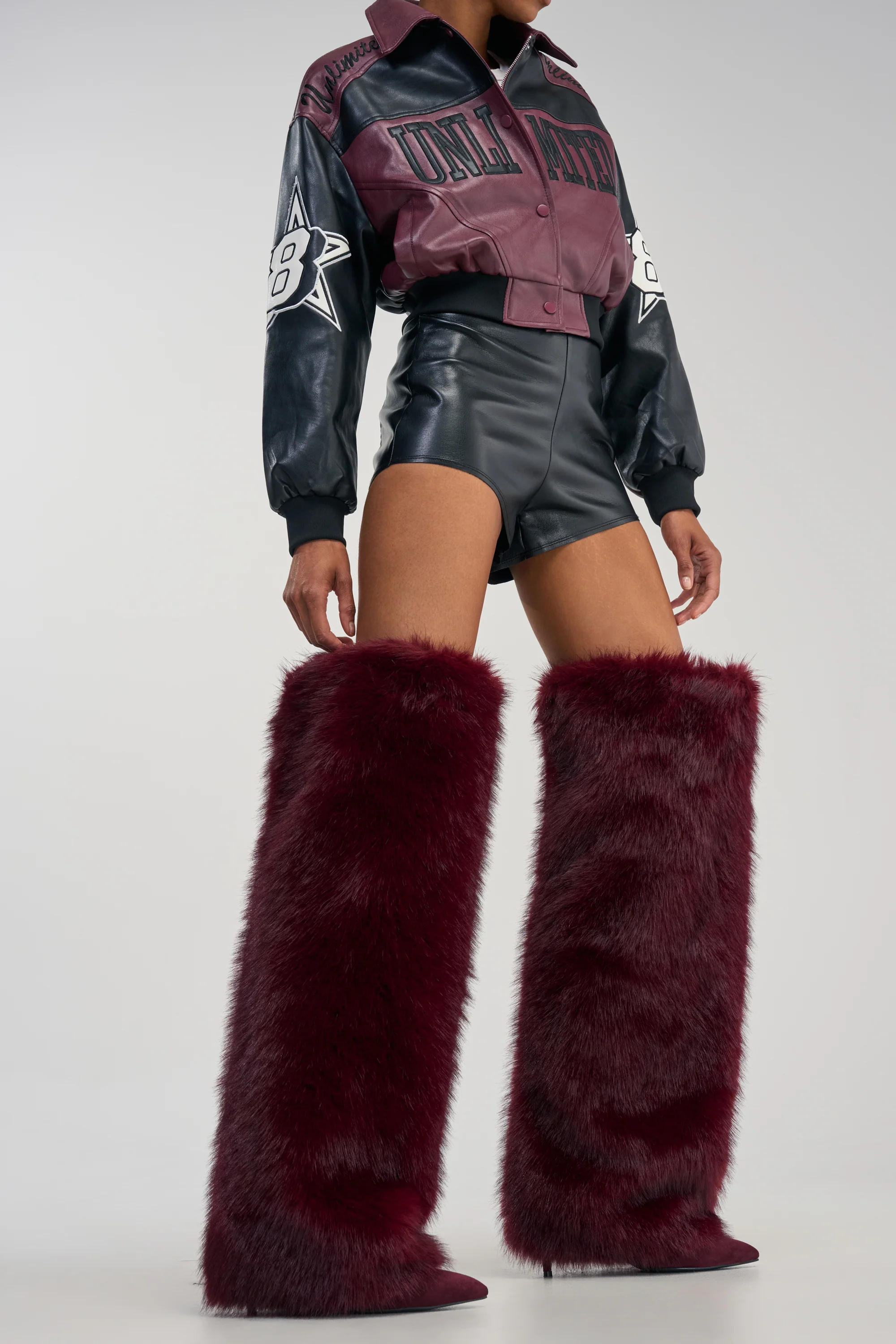 AZALEA WANG LANGLEYE BURGUNDY FUR THIGH HIGH BOOT - Akira Wear