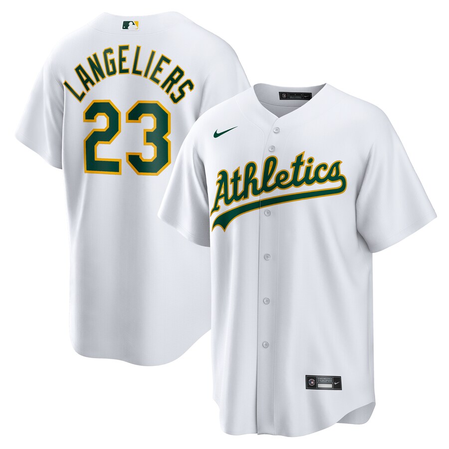 Men's Athletics Shea Langeliers Nike White Home Replica Jersey - Jersey
