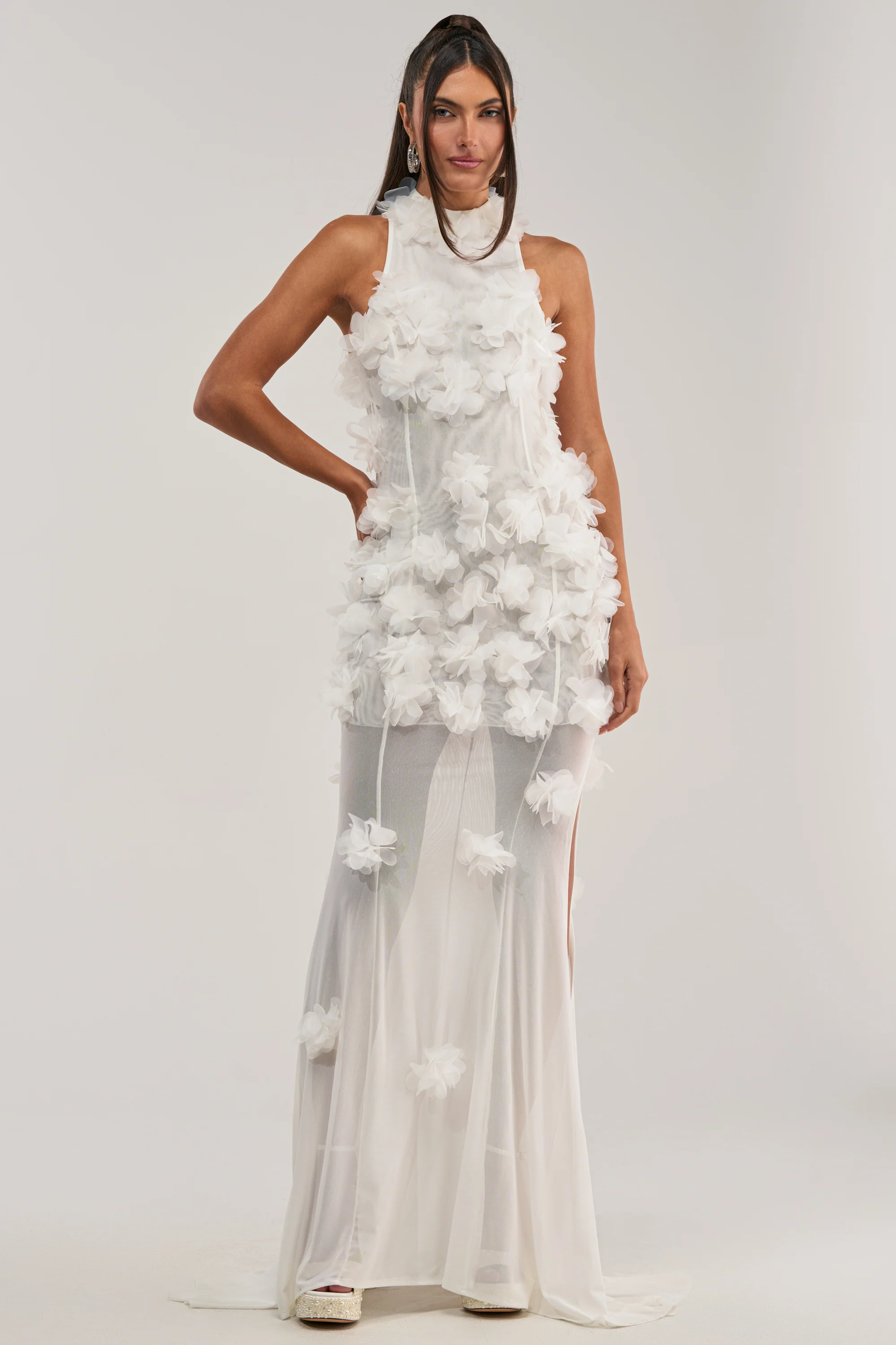 PARTY FAVOR RUFFLE MAXI DRESS IN WHITE - Akira Wear