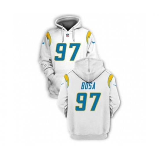 Men's Los Angeles Chargers #97 Joey Bosa 2021 White Pullover Football Hoodie - Jersey
