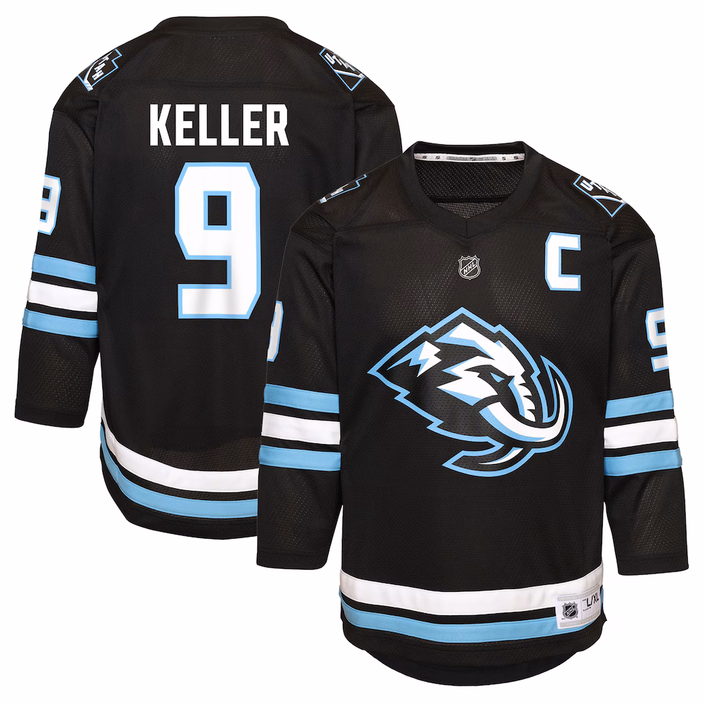 Youth Utah Mammoth Clayton Keller Black Home Replica Player Jersey - Jersey