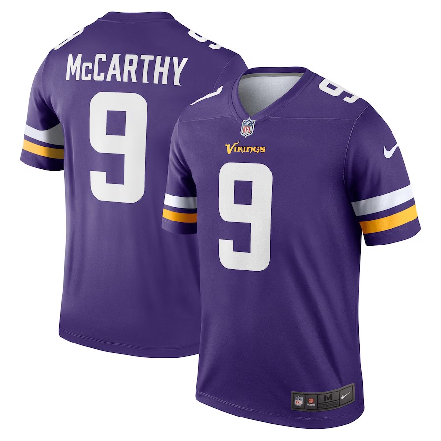 Men's Minnesota Vikings J.J. McCarthy Nike Purple Legend Player Performance Top - Jersey