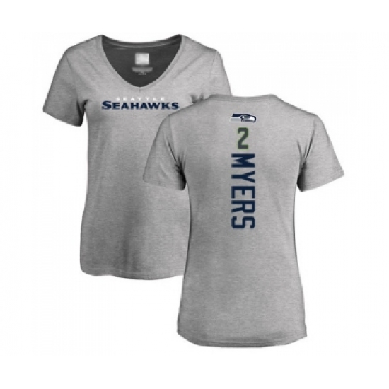 Football Women's Seattle Seahawks #2 Jason Myers Ash Backer T-Shirt - Jersey