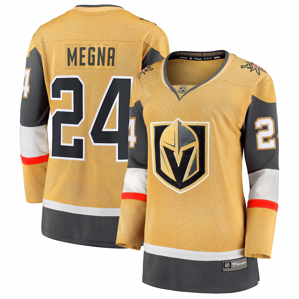 Women's Vegas Golden Knights Jaycob Megna Fanatics Gold Home Breakaway Jersey - Jersey
