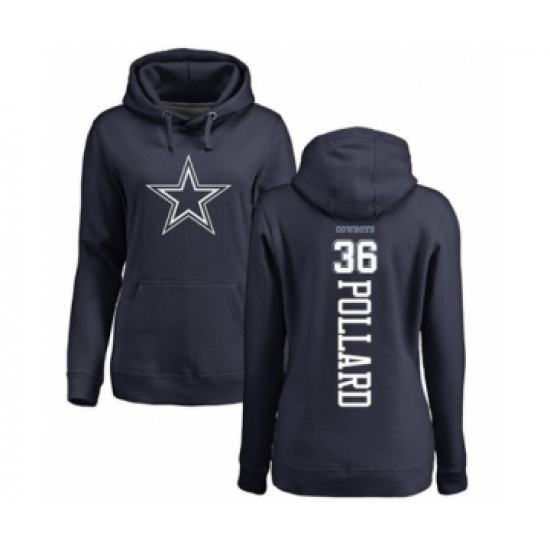 Football Women's Dallas Cowboys #36 Tony Pollard Navy Blue Backer Pullover Hoodie - Jersey