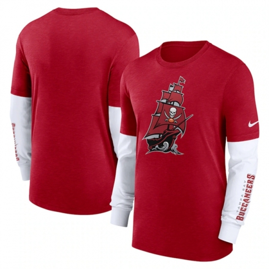 Men's Tampa Bay Buccaneers Heather Red Slub Fashion Long Sleeve T Shirt - Jersey