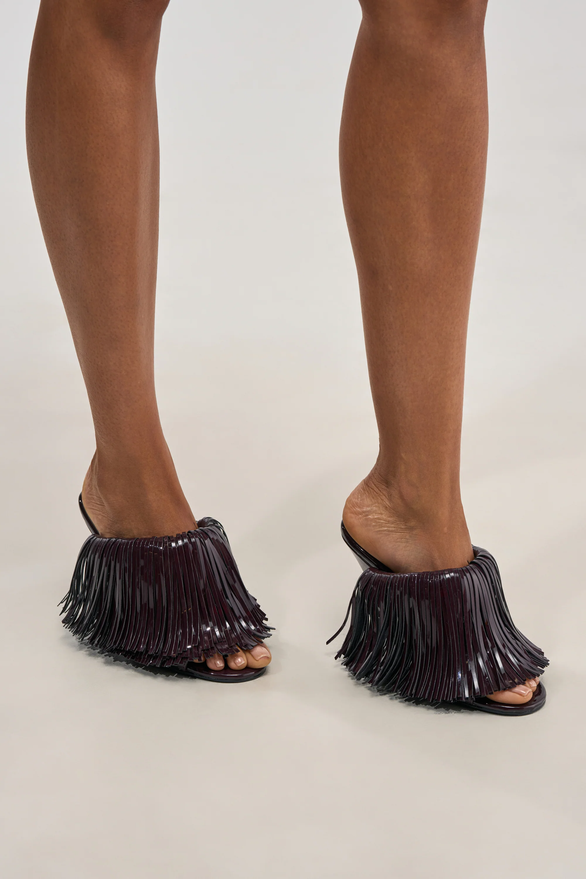 AZALEA WANG VAILYN PURPLE PATENT FRINGE PU WEDGE SANDAL - Akira Wear