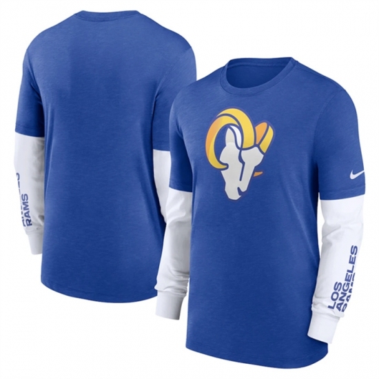 Men's Los Angeles Rams Heather Blue Slub Fashion Long Sleeve T Shirt - Jersey