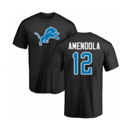 Football Detroit Lions #12 Danny Amendola Black Name & Number Logo T-Shirt - Jersey
