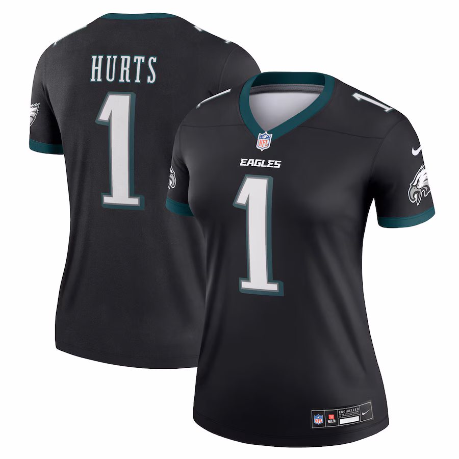 Women's Philadelphia Eagles Jalen Hurts Nike  Black Alternate Legend Player Performance Top - Jersey