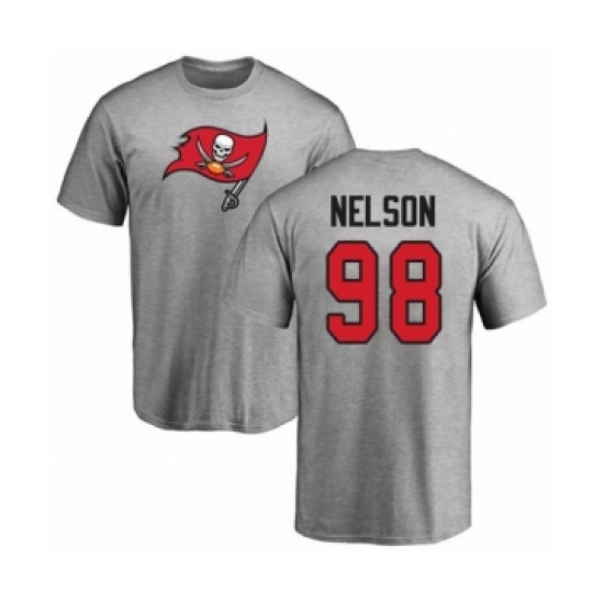 Football Tampa Bay Buccaneers #98 Anthony Nelson Ash Name & Number Logo T-Shirt - Jersey