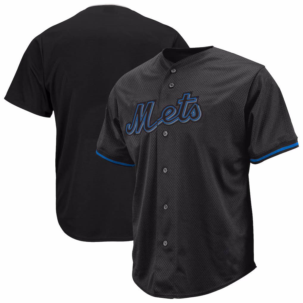 Men's New York Mets Profile Black Big & Tall Pop Fashion Jersey - Jersey