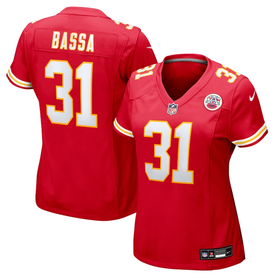 Women's Kansas City Chiefs Jeffrey Bassa Nike Red Team Game Jersey - Jersey
