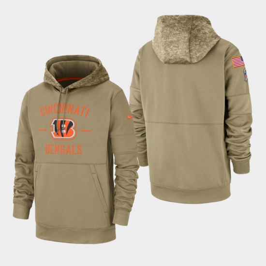Men's Cincinnati Bengals Tan 2019 Salute to Service Sideline Therma Pullover Hoodie - Jersey