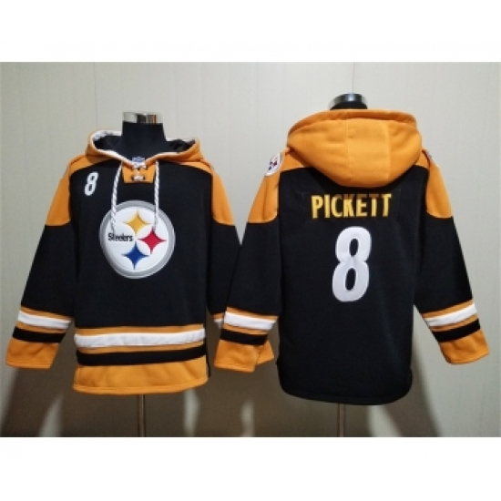 Men's Pittsburgh Steelers #8 Kenny Pickett Black Ageless Must-Have Lace-Up Pullover Hoodie - Jersey