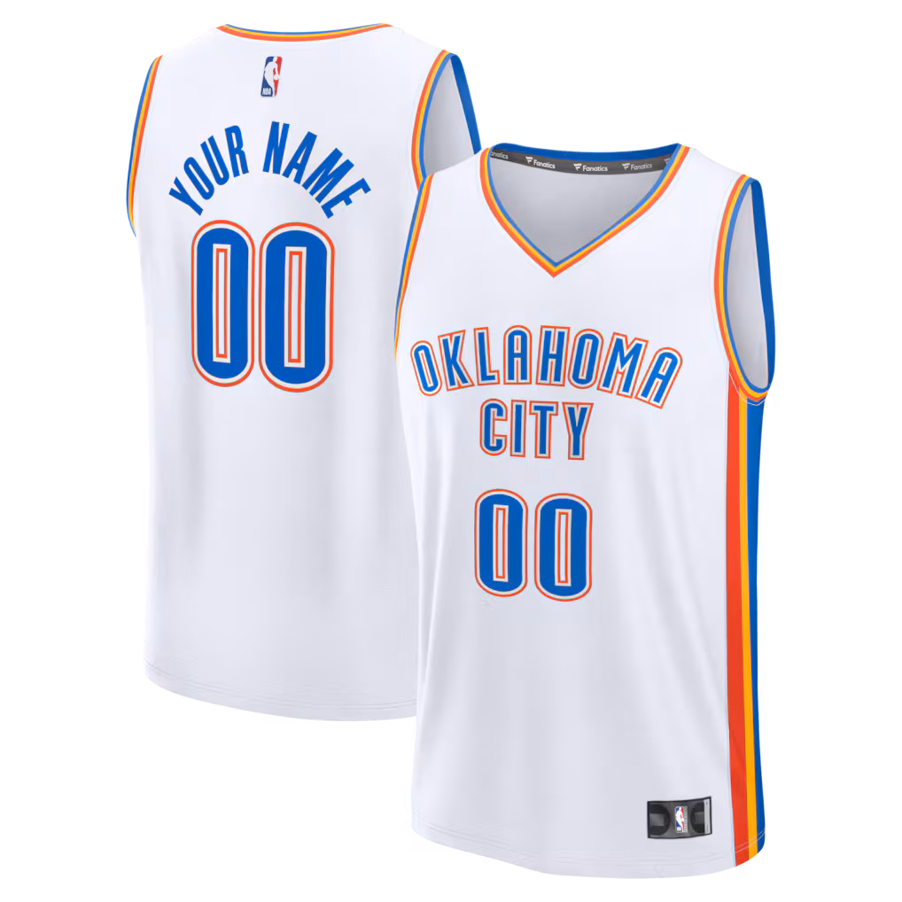 Youth Oklahoma City Thunder Fanatics White Fastbreak Custom Jersey - Association Edition - Jersey