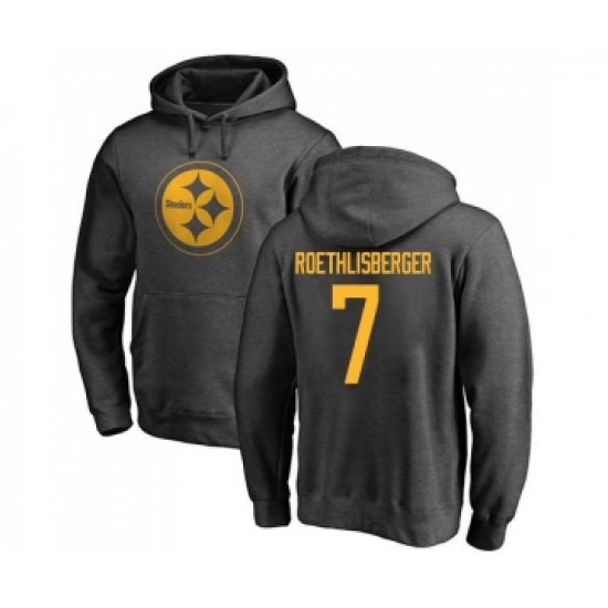 Football Pittsburgh Steelers #7 Ben Roethlisberger Ash One Color Pullover Hoodie - Jersey