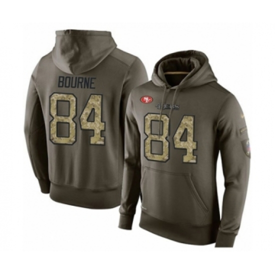Football Men's San Francisco 49ers #84 Kendrick Bourne Green Salute To Service Pullover Hoodie - Jersey