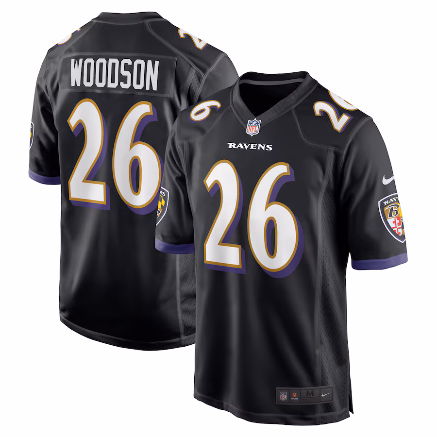 Men's Baltimore Ravens Rod Woodson Nike Black Retired Player Alternate Game Jersey - Jersey