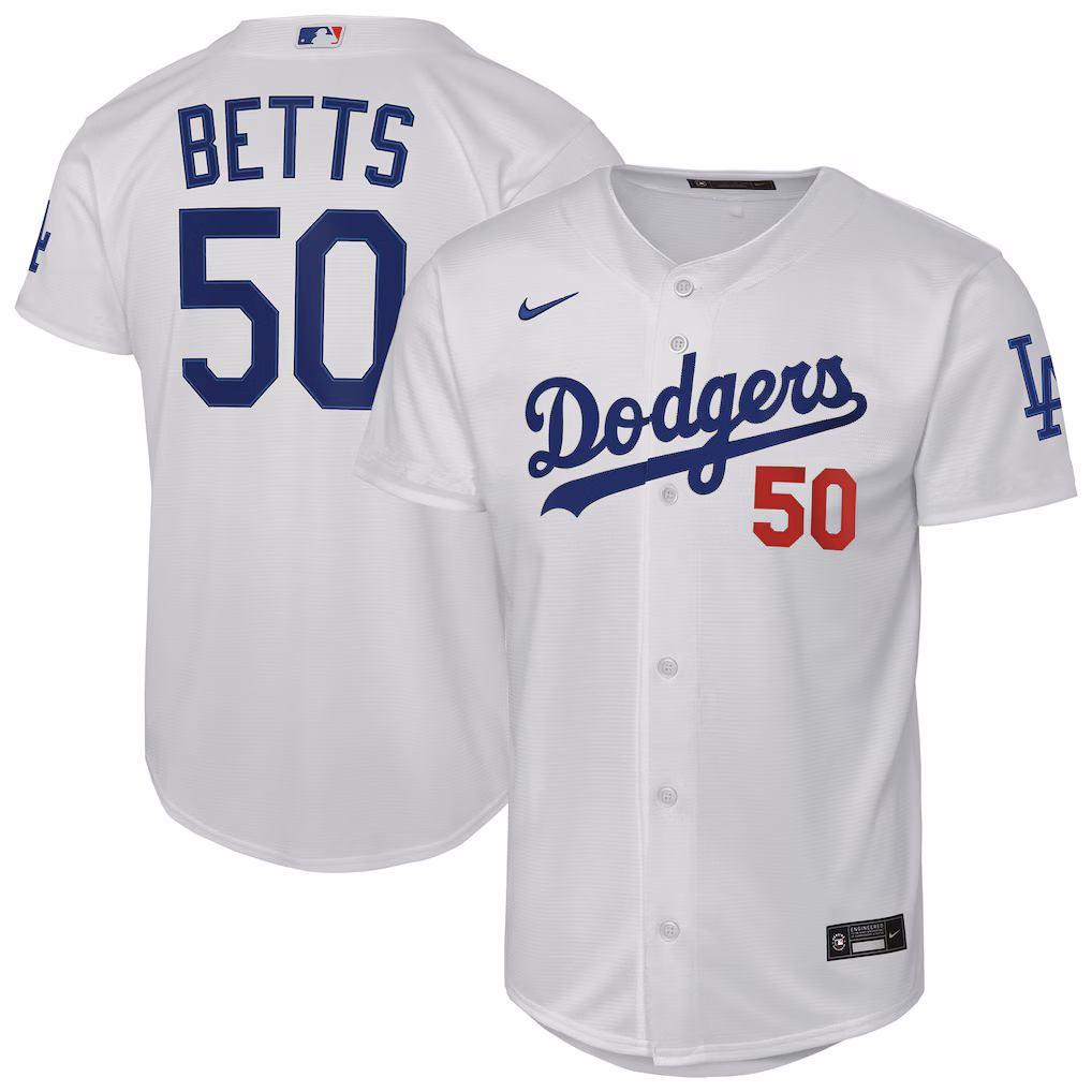 Youth Los Angeles Dodgers Mookie Betts Nike White Home Stadium Jersey - Jersey