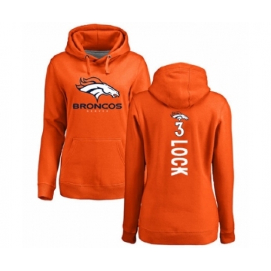 Football Women's Denver Broncos #3 Drew Lock Orange Backer Pullover Hoodie - Jersey