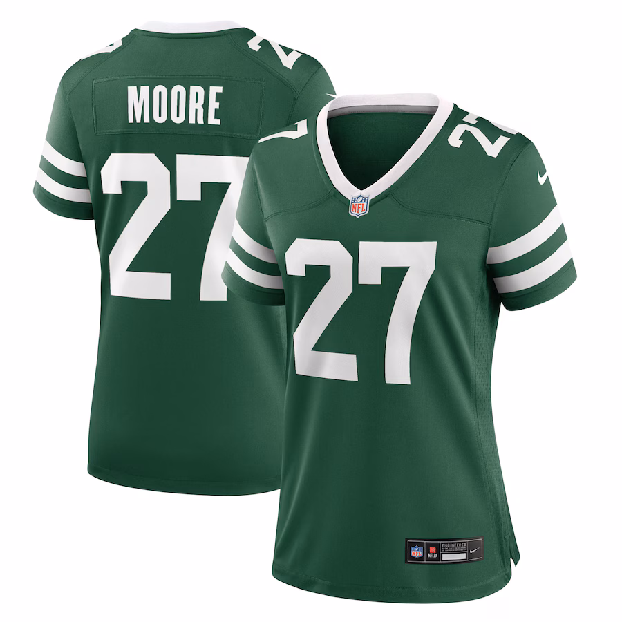 Women's New York Jets Malachi Moore Nike Legacy Green Team Game Jersey - Jersey